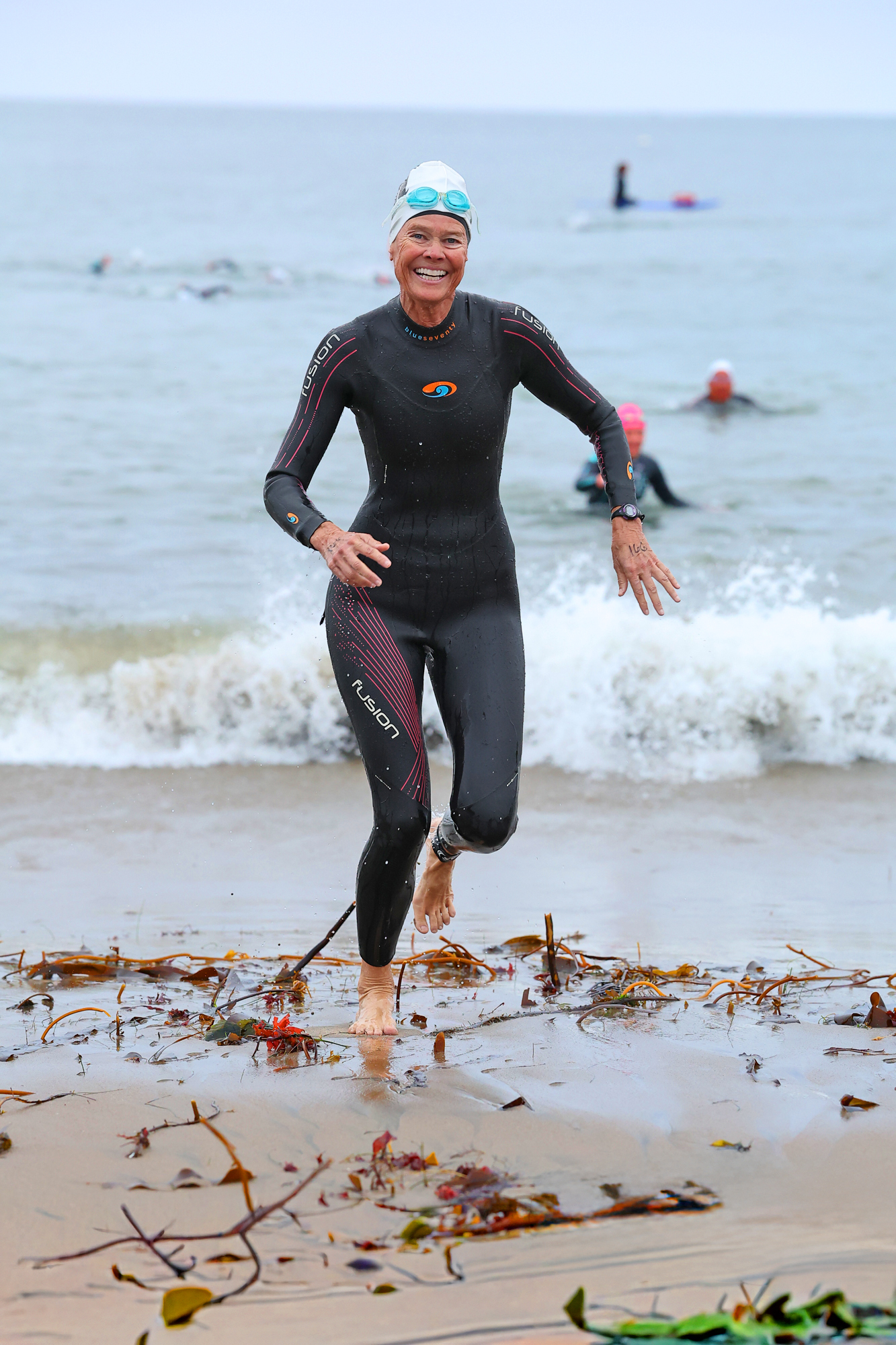 Andie Haines finishing triathlon