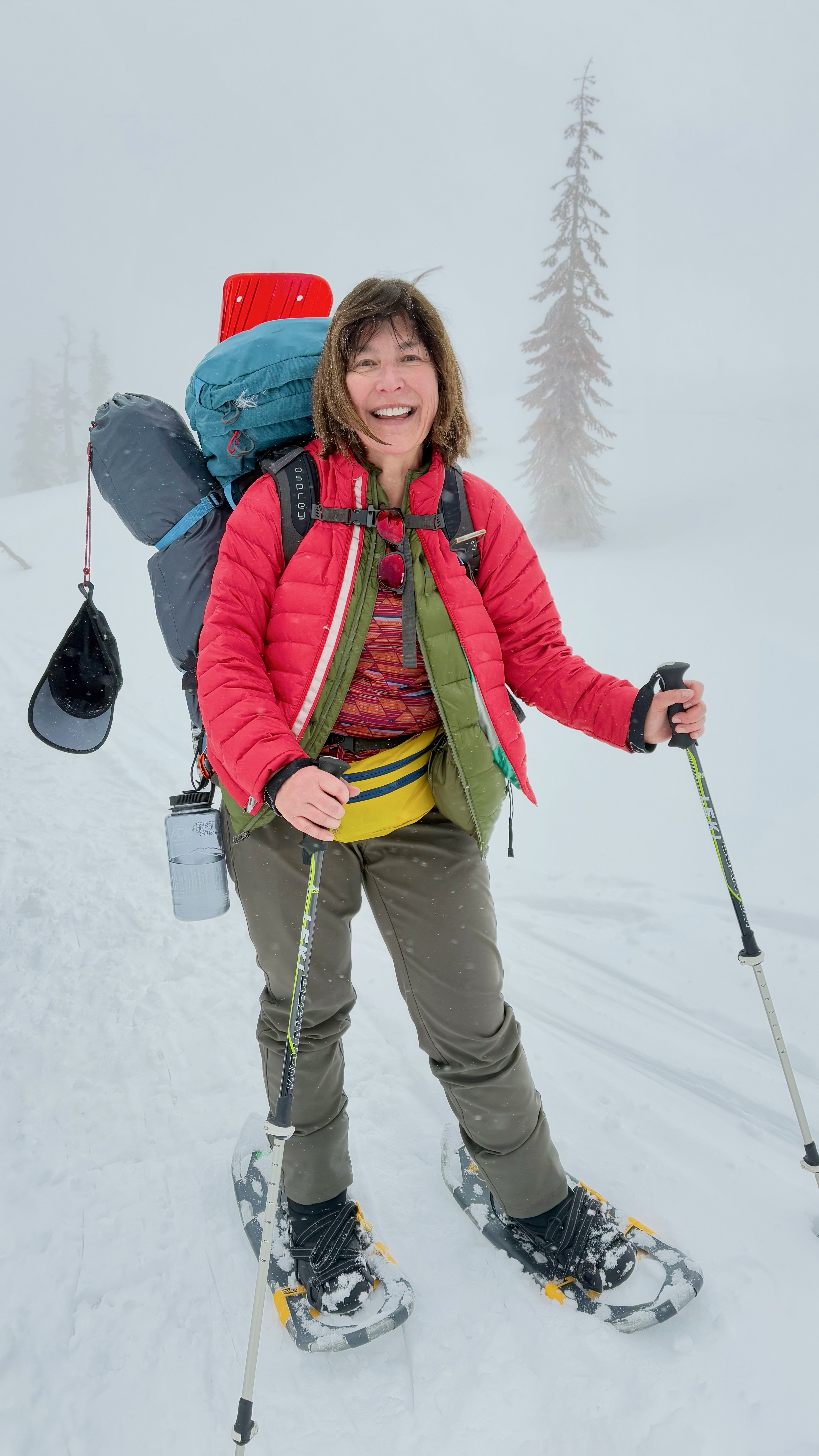 Paula Kienert snowshoeing in Tahoe National Forest